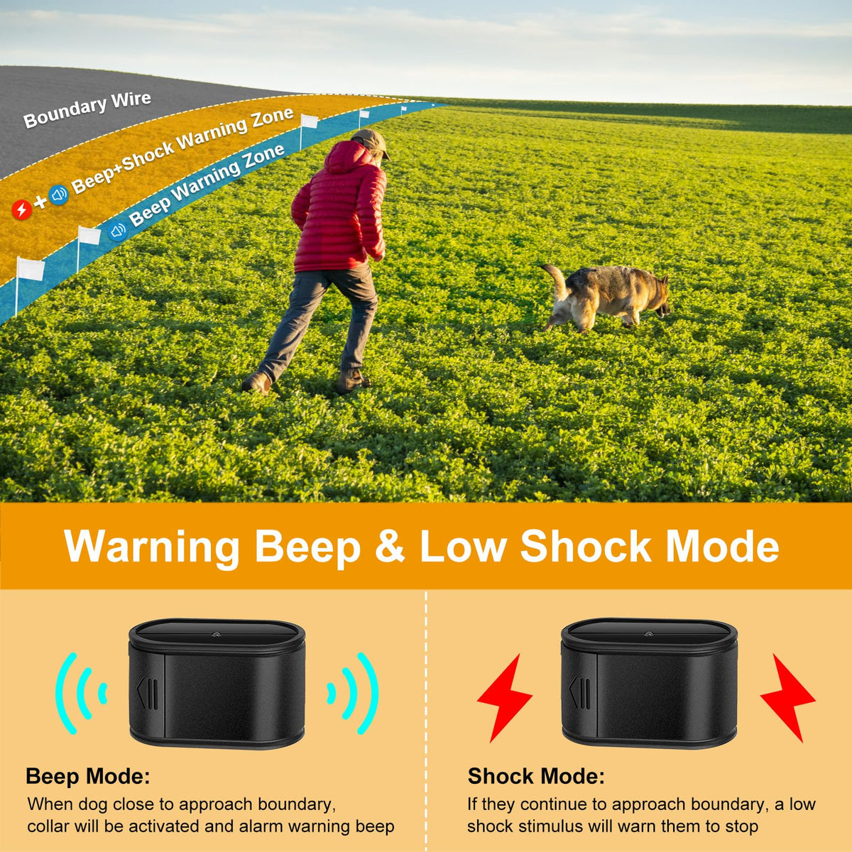 Electric Dog Fence System for 2 Dogs with 2 Waterproof Receiver Collars B5266