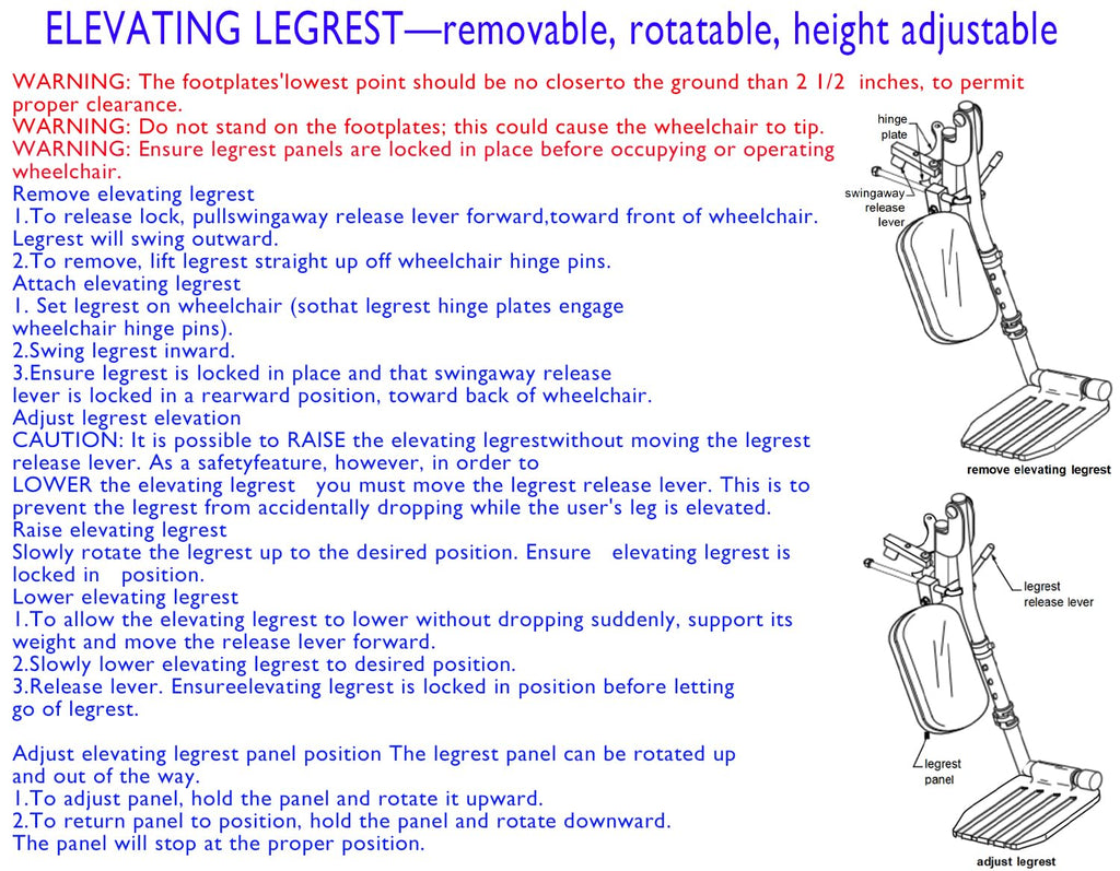 Wheelchair Elevating Leg Rests with Padded Calf Pad and Composite Footplates, 1 Pair E4480
