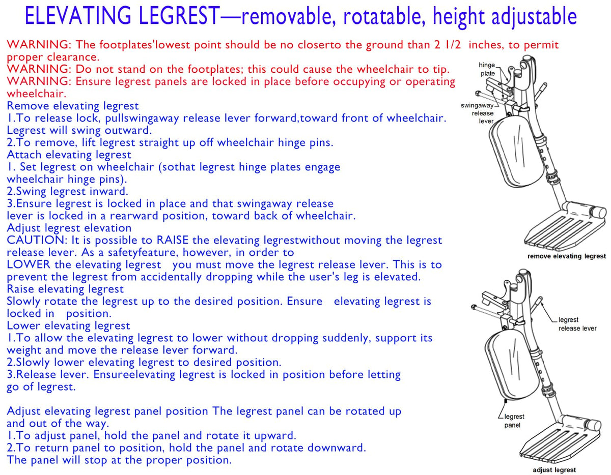 Wheelchair Elevating Leg Rests with Padded Calf Pad and Composite Footplates, 1 Pair E4480