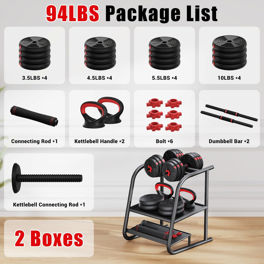 Adjustable Dumbbells Free Weight Set 4 in 1 D549509
