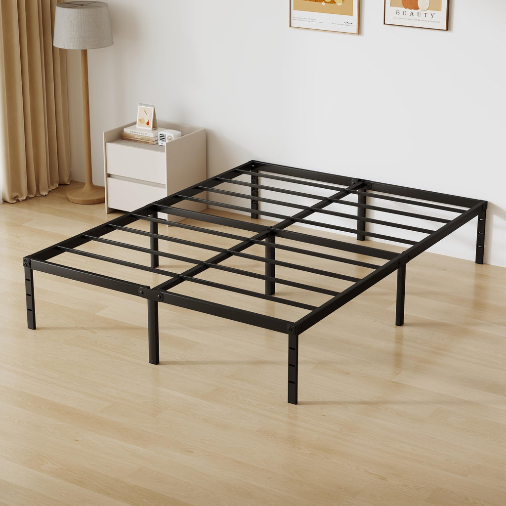 Queen Size 18 Inch Tall Black Metal Platform Bed Frame B69834