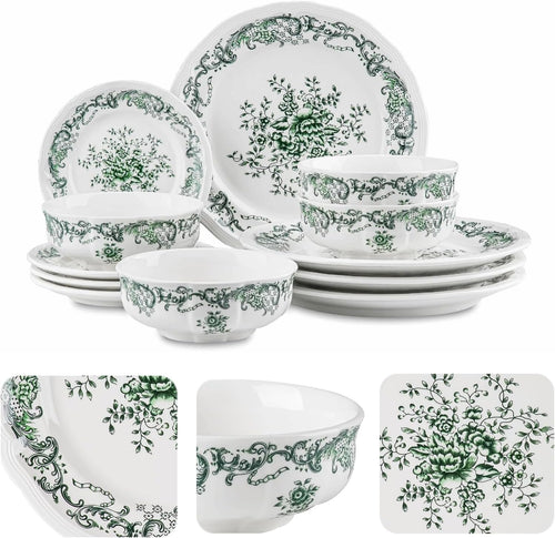 12-Piece Scalloped Edge Ceramic Dinnerware Set R830524