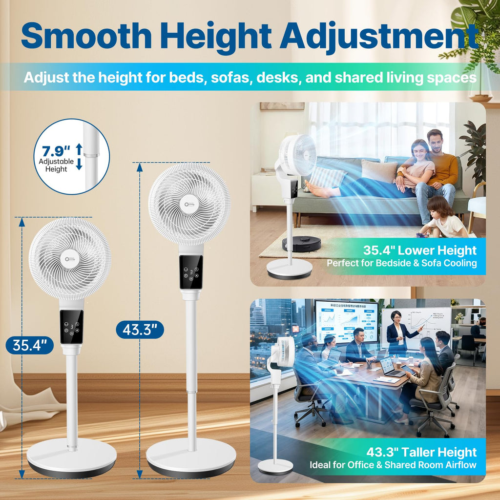 Oscillating Fan, 360° Air Circulator Pedestal Fan, 43.3” Adjustable Height P787233