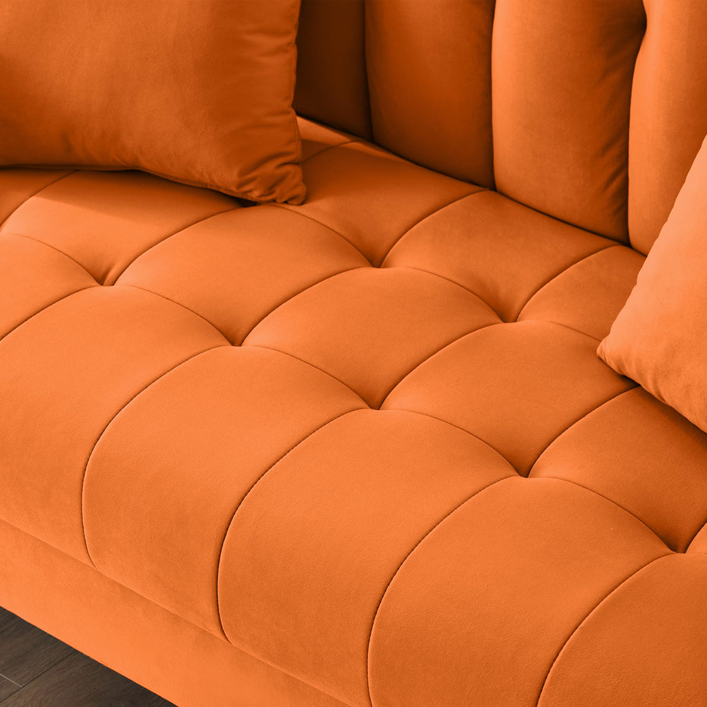 Orange Velvet Tufted Loveseat Sofa N248280