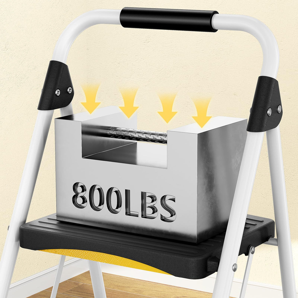 4 Step White Folding Step Stool V934063