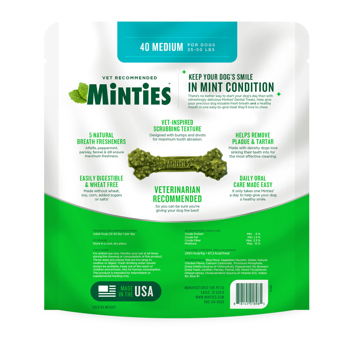 Mint Dental Chews for Dogs, 40 Ct H61364