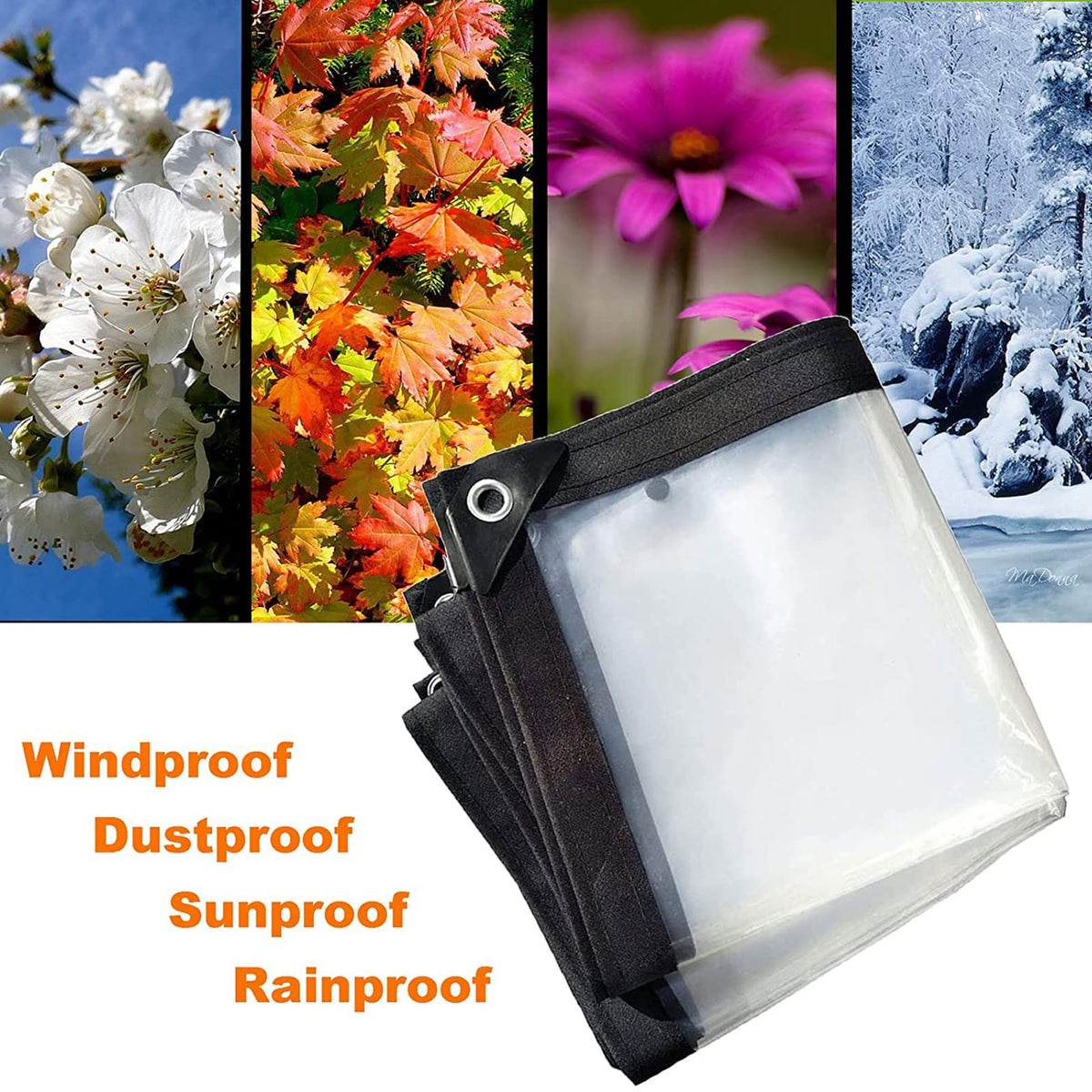 Heavy Duty Waterproof Clear 3x3ft Poly Tarp with Grommets H3912