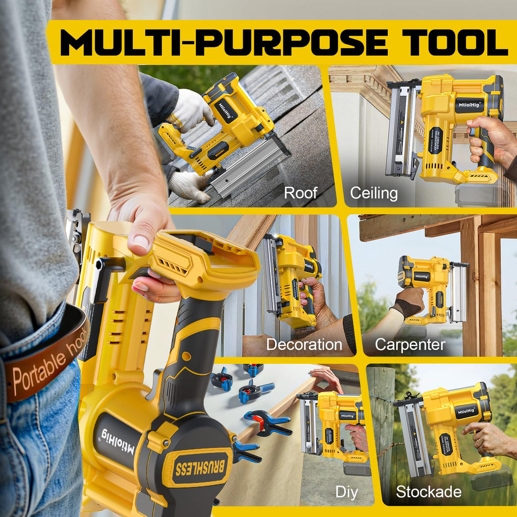 Cordless 2" Brad Nailer, 18 Gauge 2-in-1 Nail Gun/Staple Gun R339