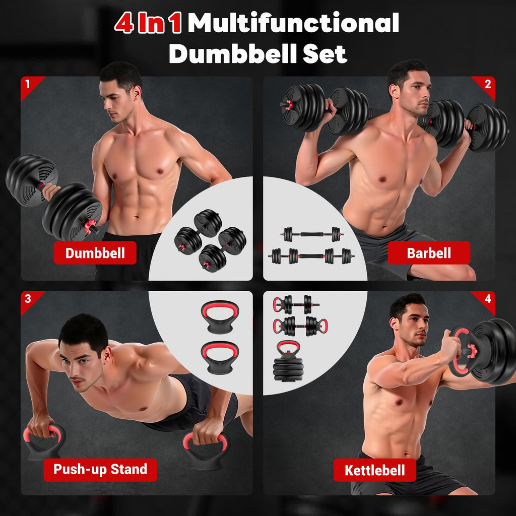 Adjustable Dumbbells Free Weight Set 4 in 1 D549509