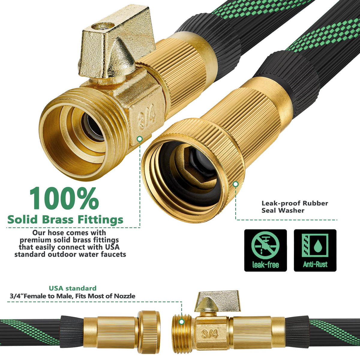 100FT Lightweight Garden Hose with 10-Pattern Nozzle U686