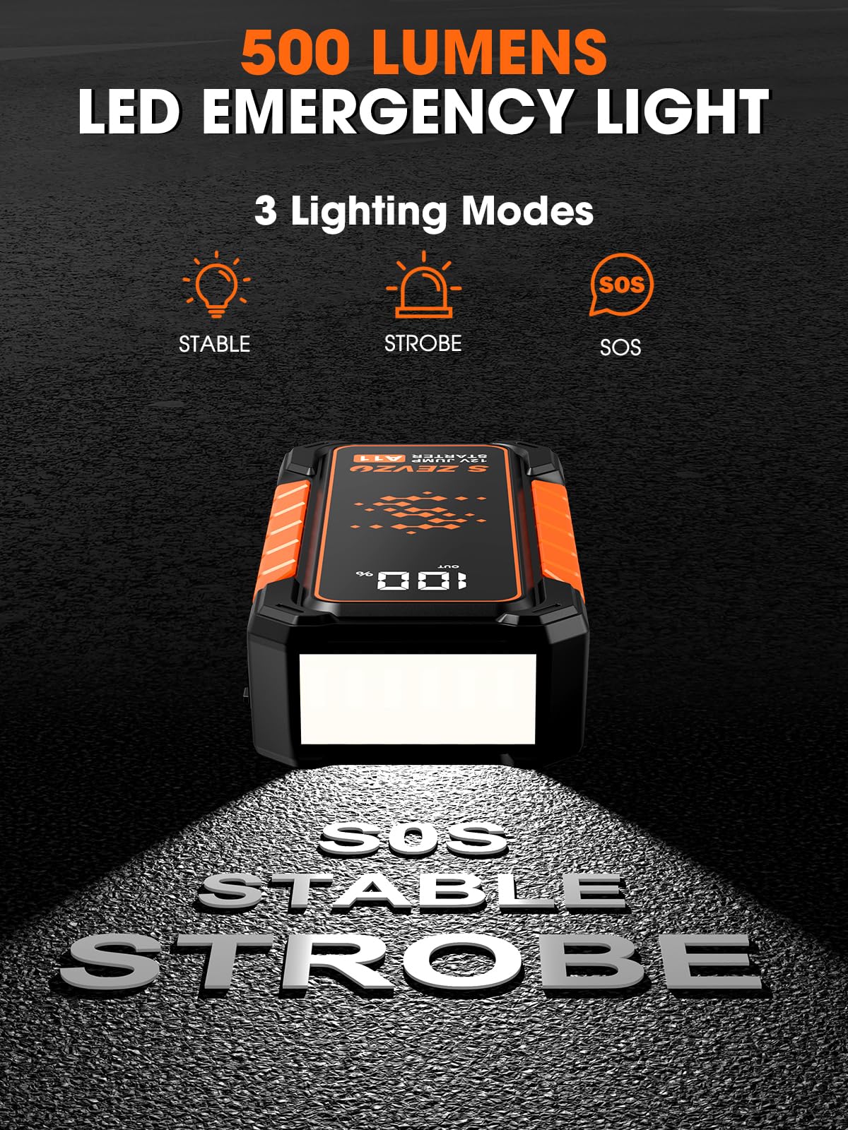 5000A Portable 12V Lithium Jump Starter with USB Charger Y674