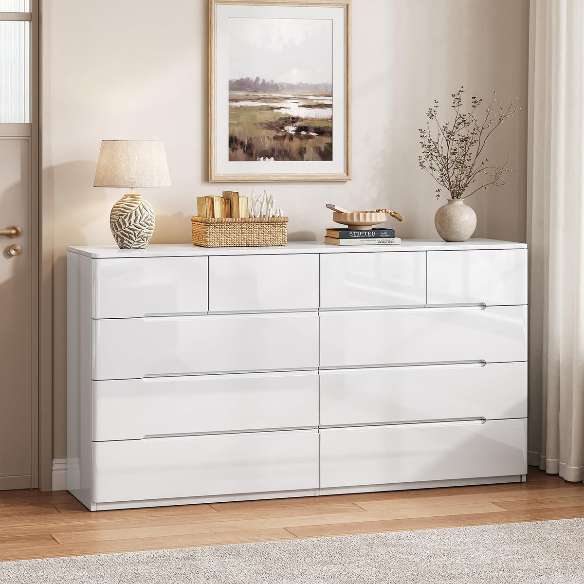 White 10 Drawer Dresser W5237
