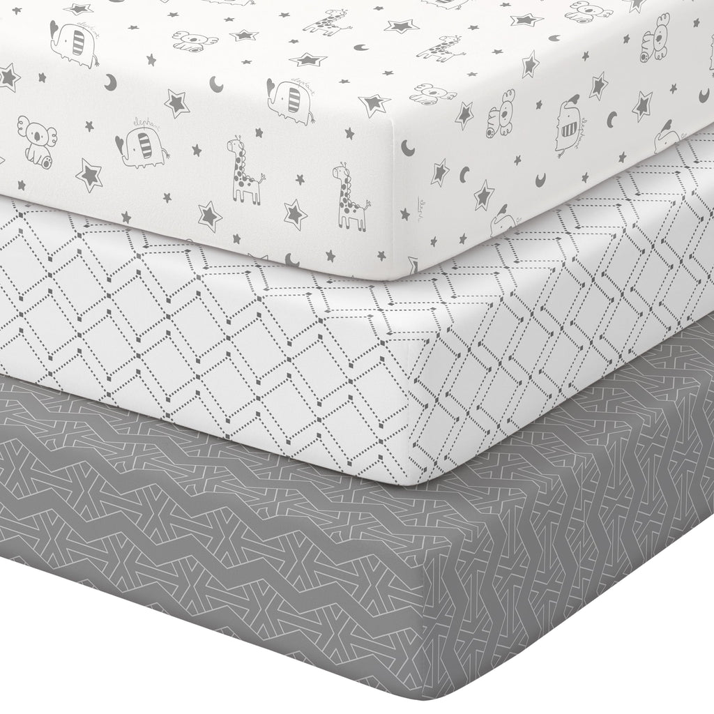Baby Pack and Play Sheets Fitted 38x26 White Dark Gray S67145