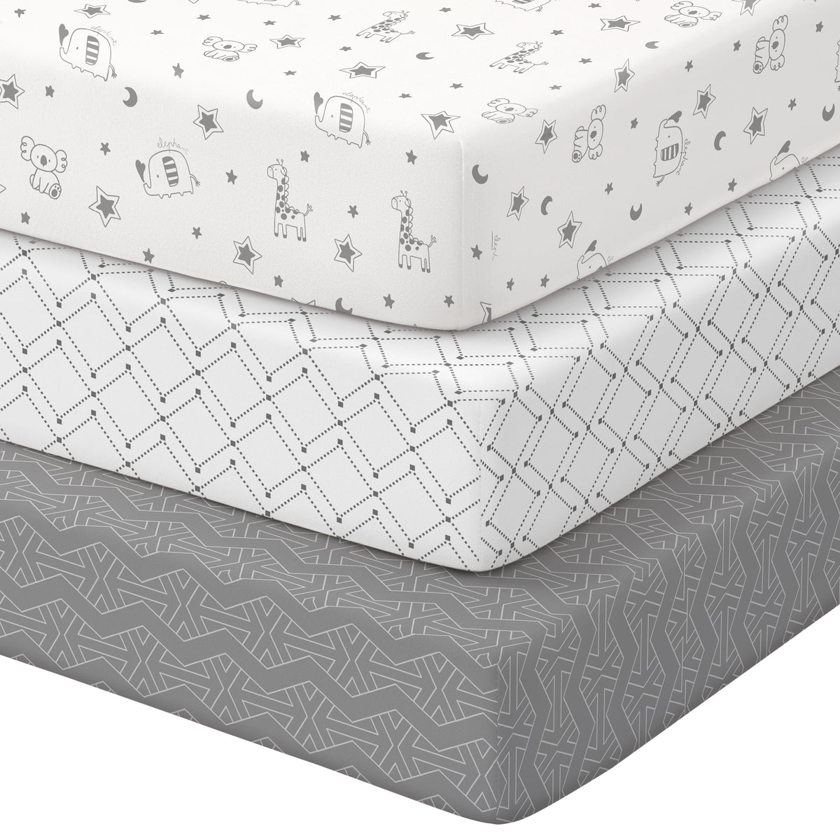 Baby Pack and Play Sheets Fitted 38x26 White Dark Gray S67145