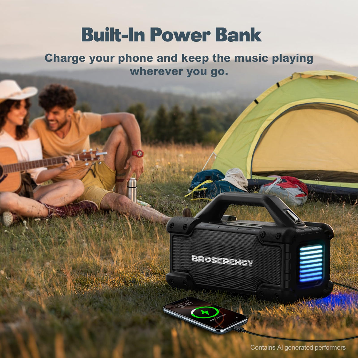 Black Portable Water Resistant Bluetooth Speaker D932680