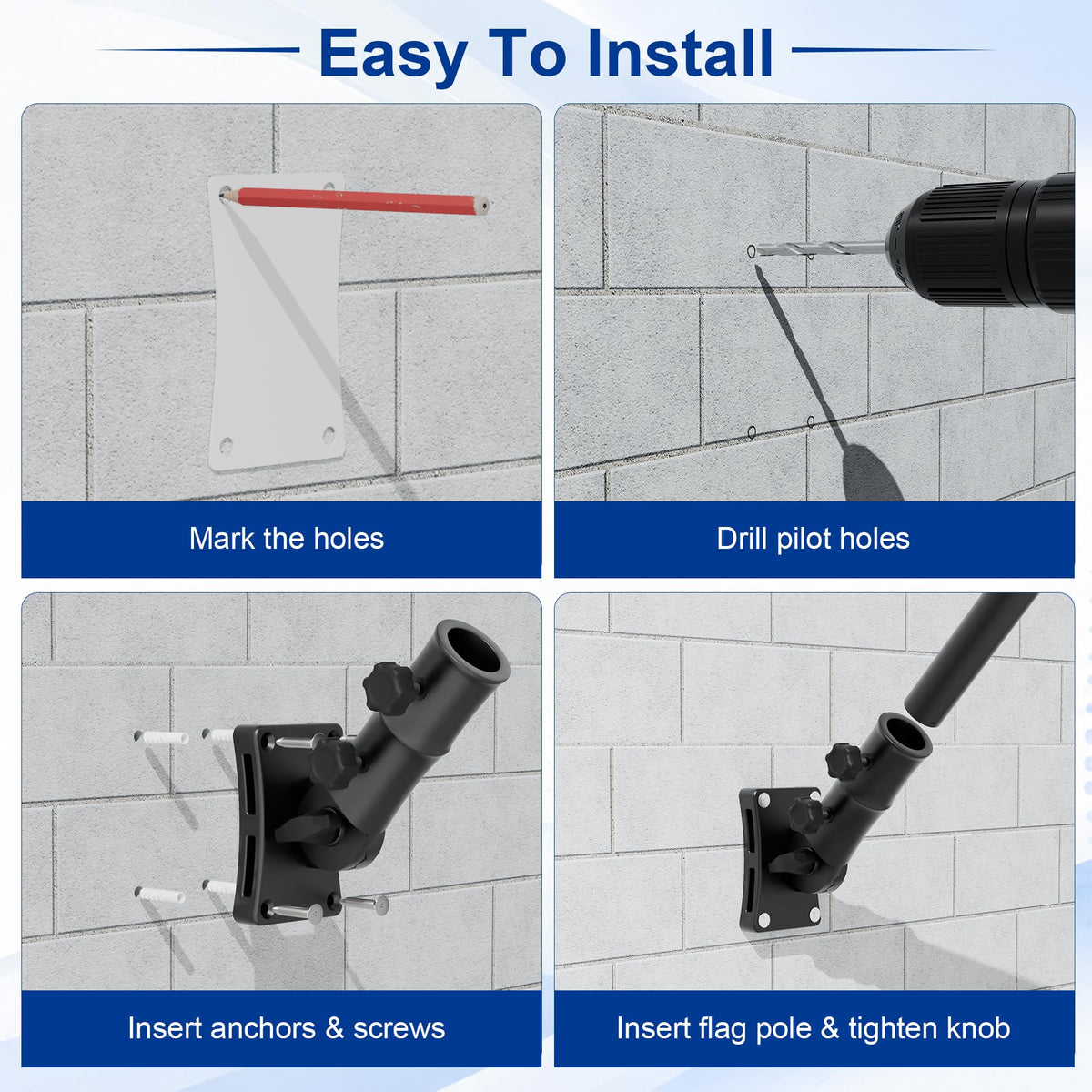 Aluminum Wall and Post Mount Flag Pole Holder O826242
