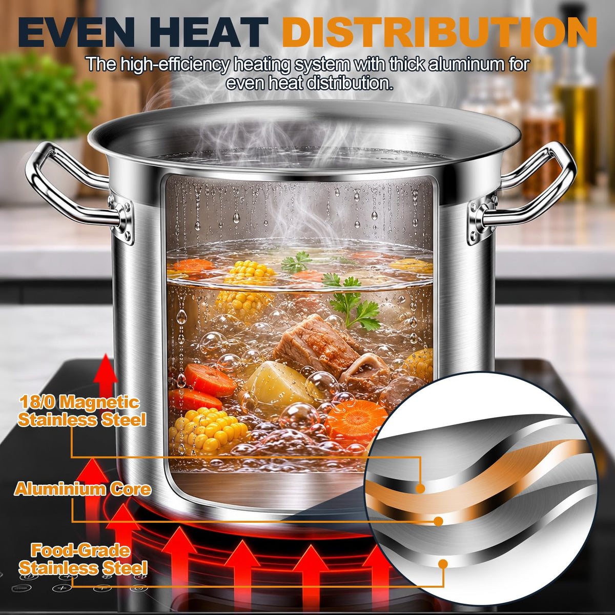 40 Quart Stainless Steel Stock Pot with Lid C674