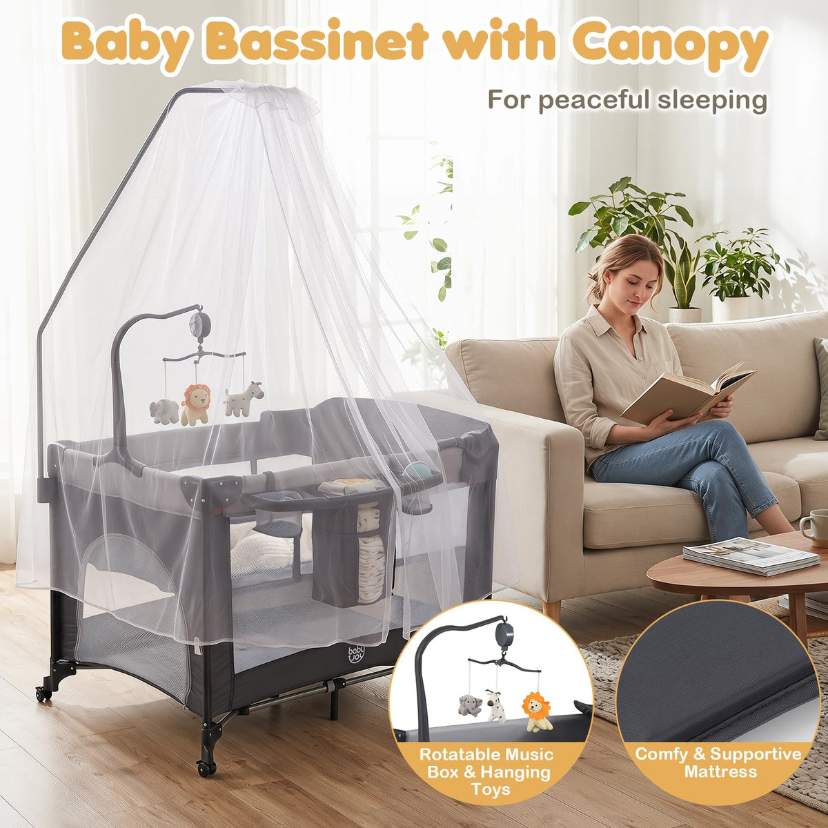 6 in 1 Pack and Play with Bassinet J59269