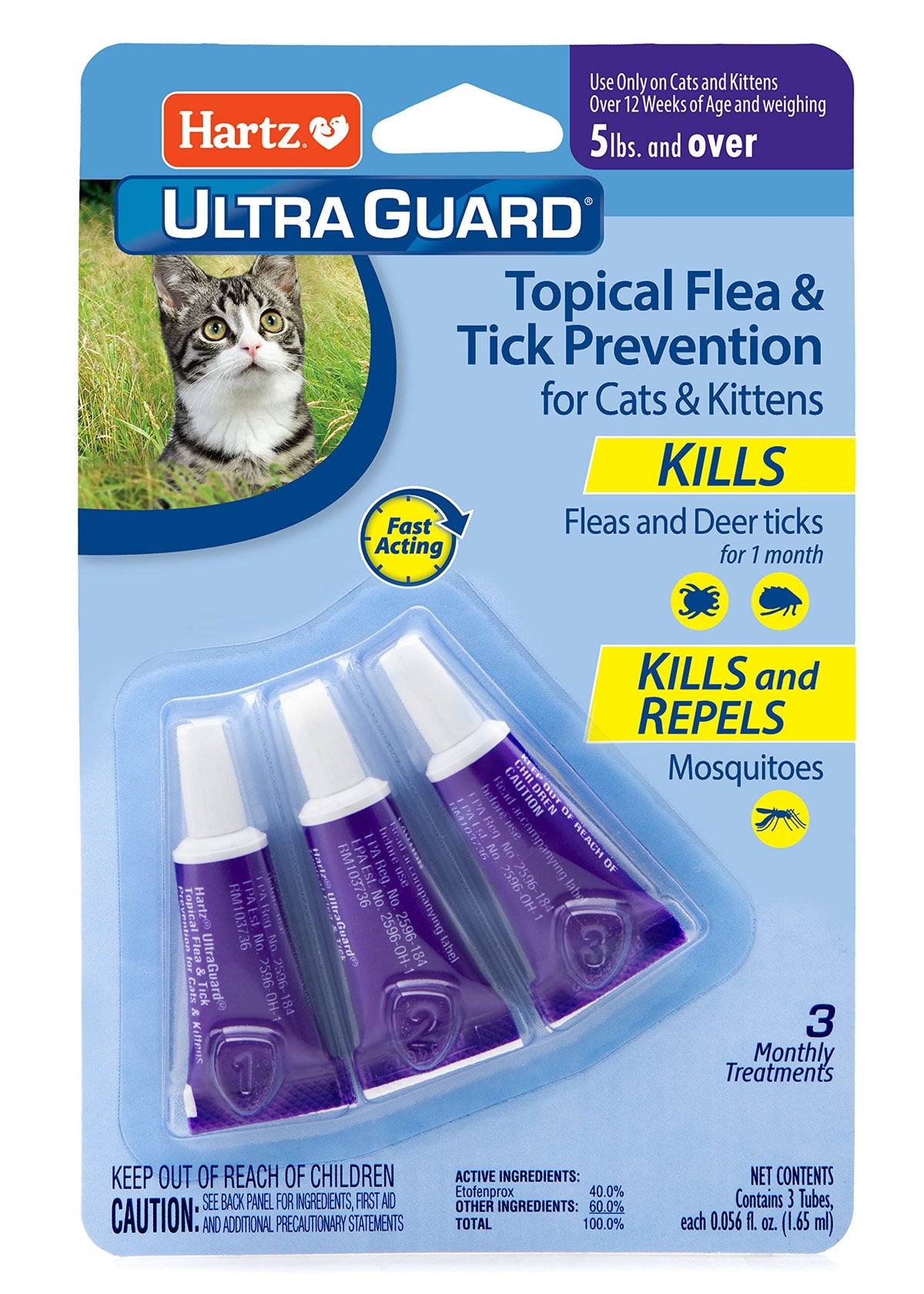 Flea & Tick Prevention for Cats and Kittens - 3 Monthly Treatments A76348