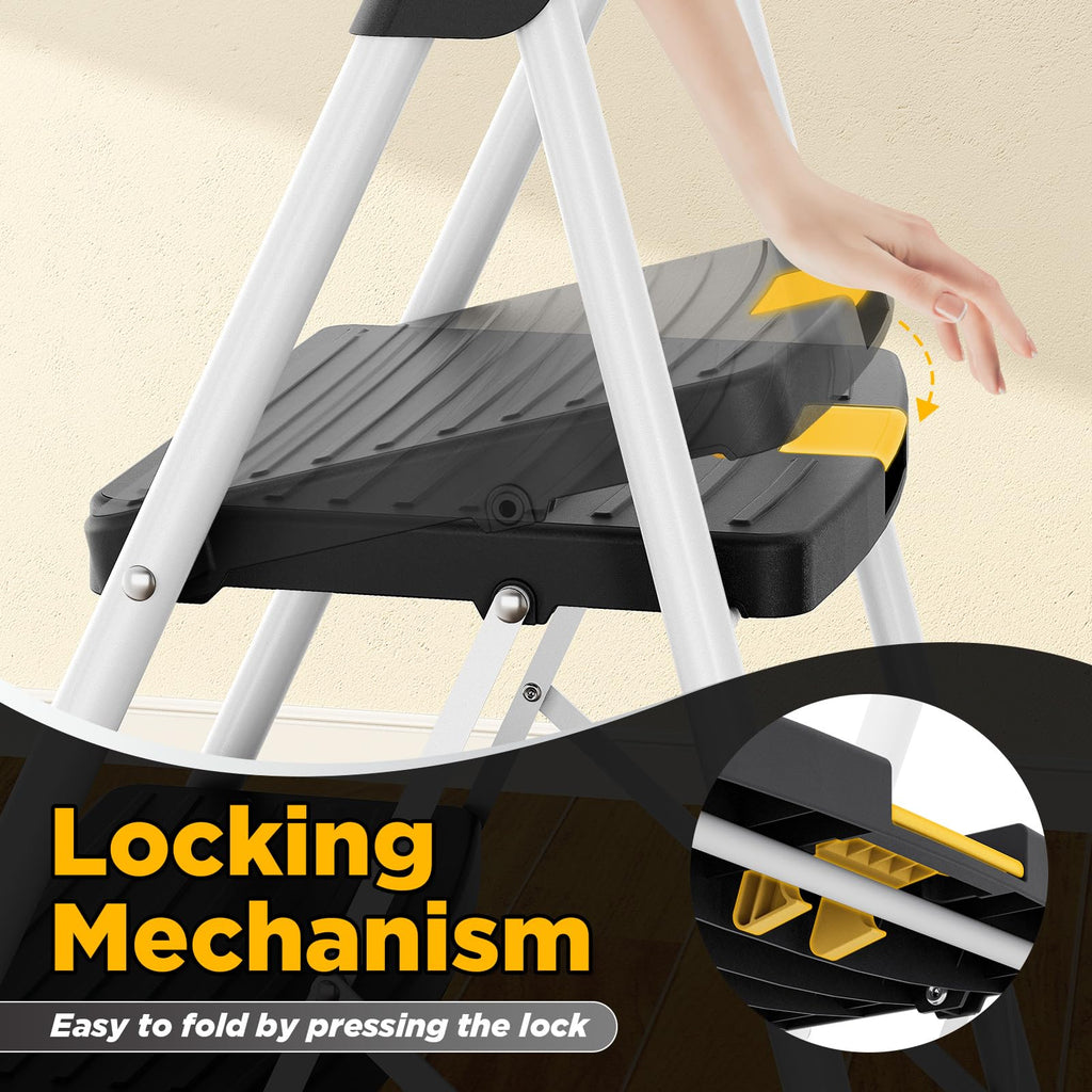 4 Step White Folding Step Stool V934063