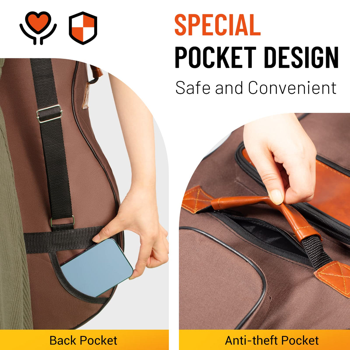 40 41 42 In 6 Pockets Water Resistent Oxford Cloth Padded Guitar Bag Z699