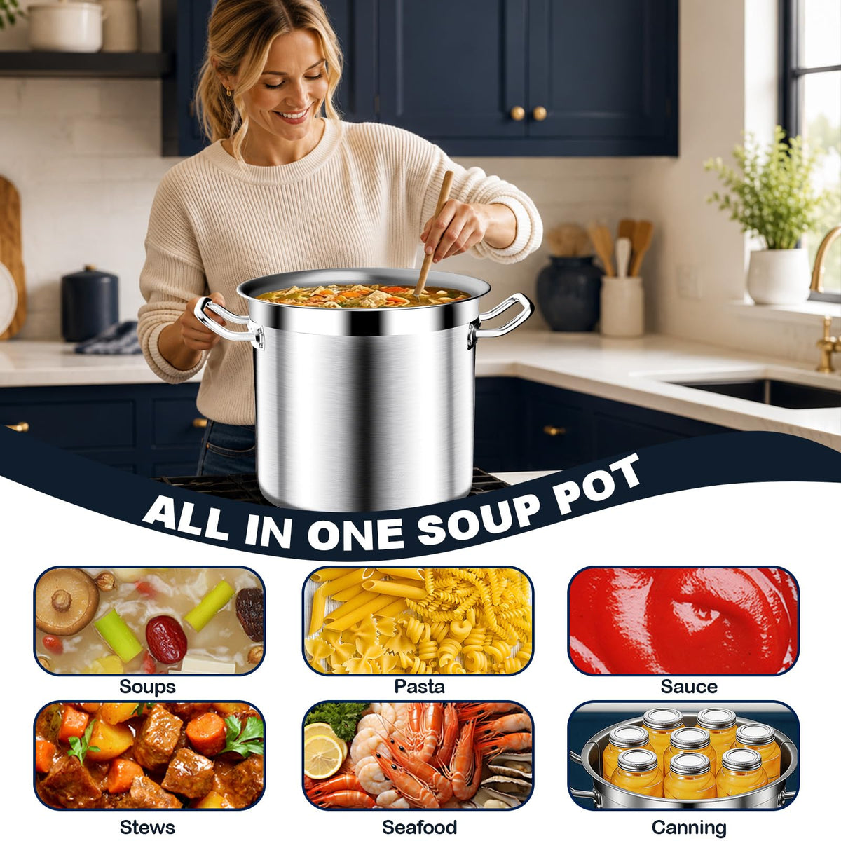 40 Quart Stainless Steel Stock Pot with Lid C674