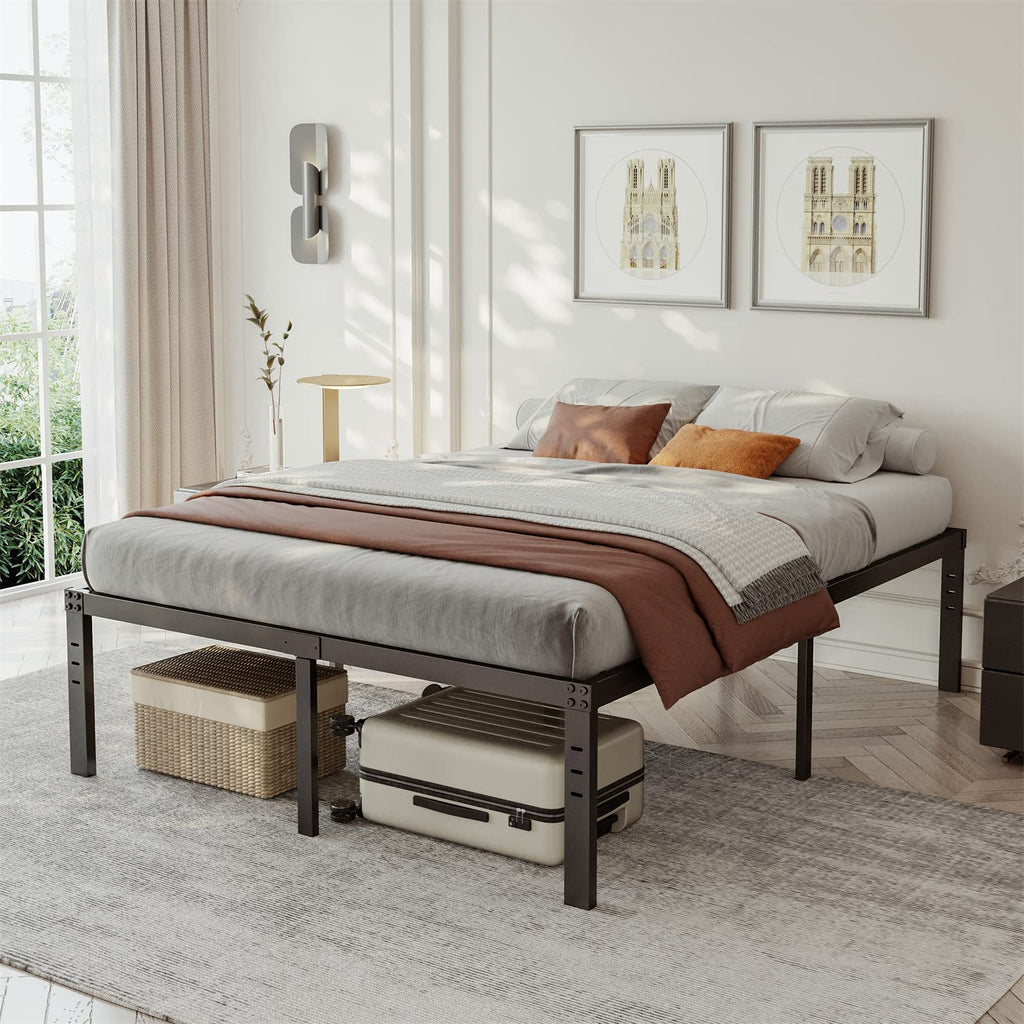 Queen Size 18 inch Tall Black Storage Bed Frame with Steel Slats G309