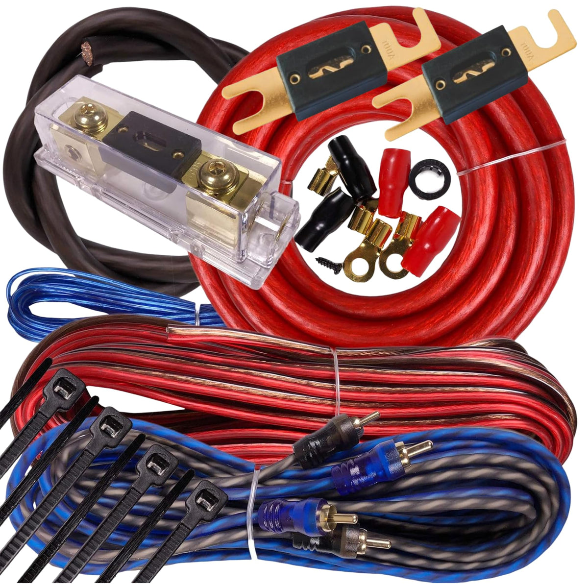 0 Gauge Amplifier Installation Wiring Kit Blue Power Cable G560203