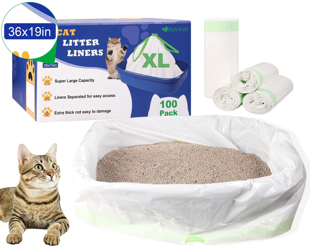 100 PCS Jumbo Cat Litter Box Liners 36"x19" K18280