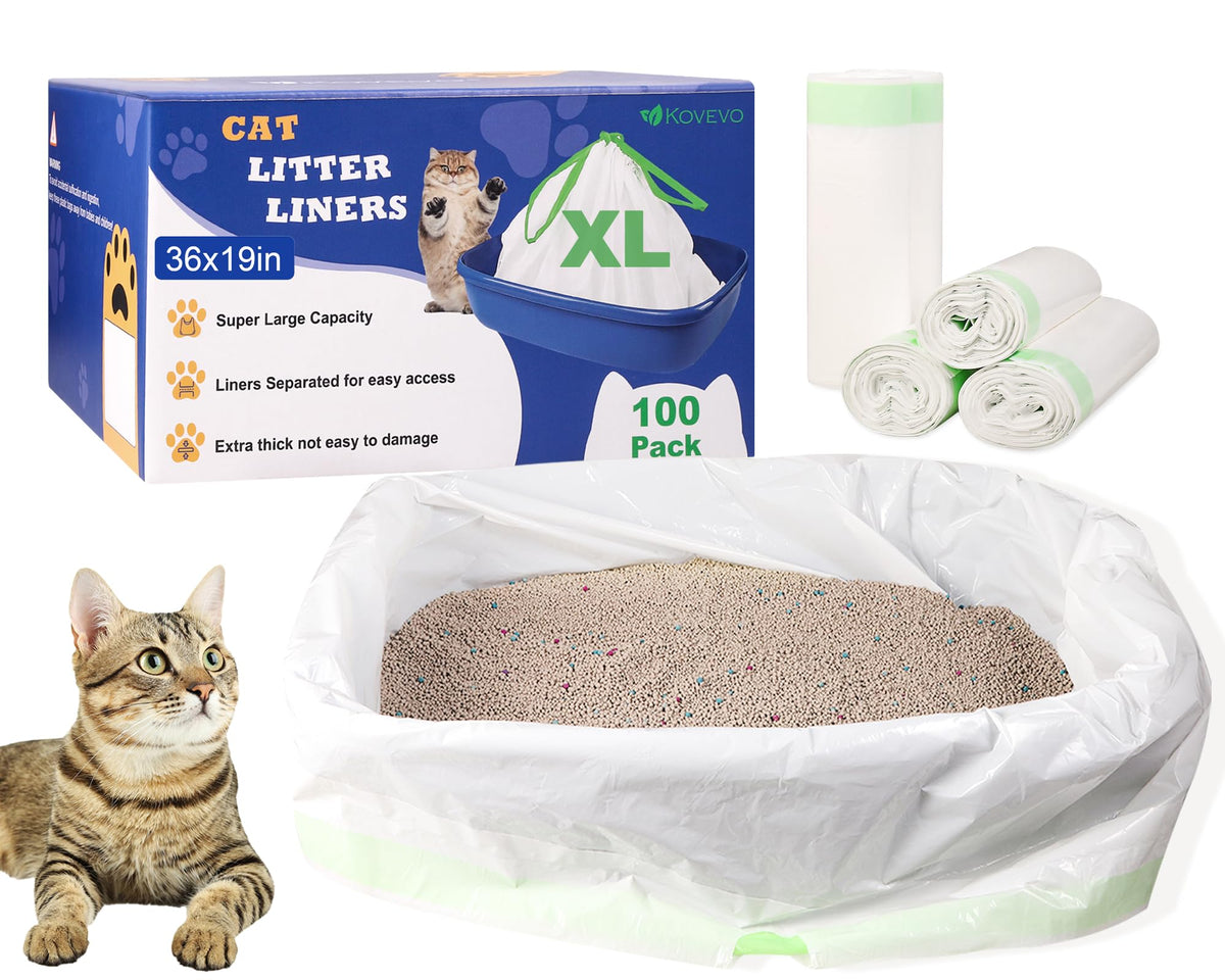 100 PCS Jumbo Cat Litter Box Liners 36"x19" K18280