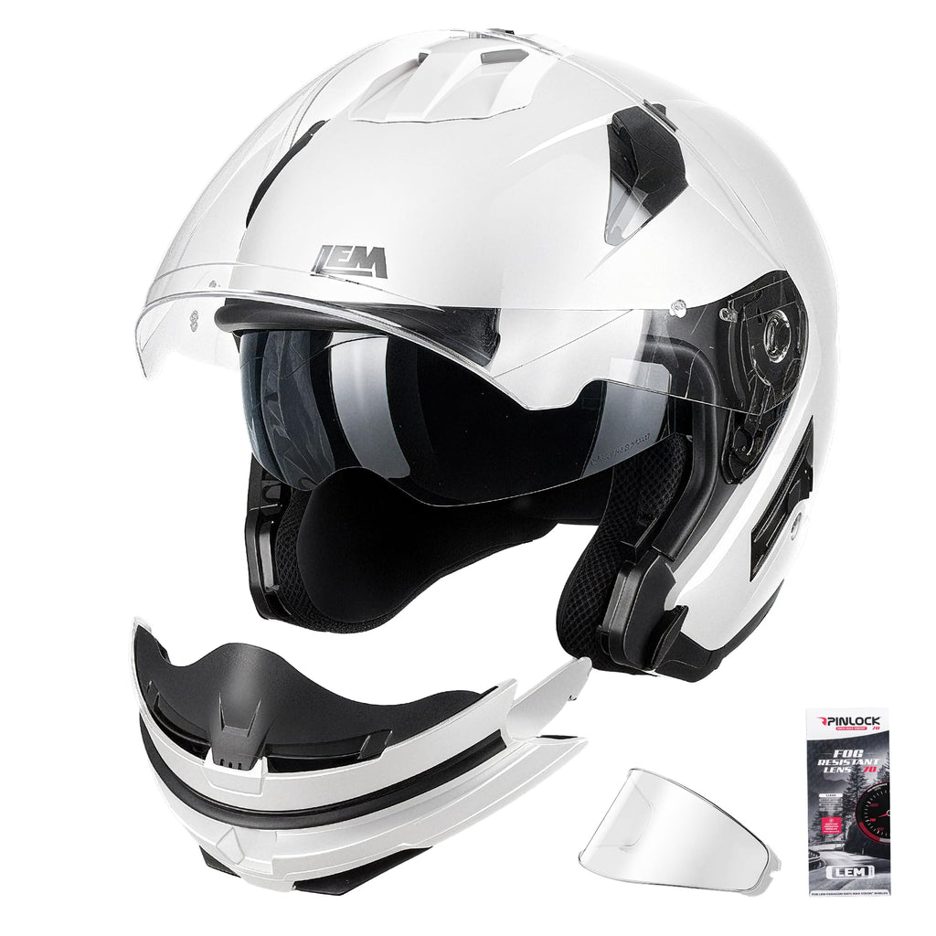 White Medium Full Face Motorcycle Helmets X4465