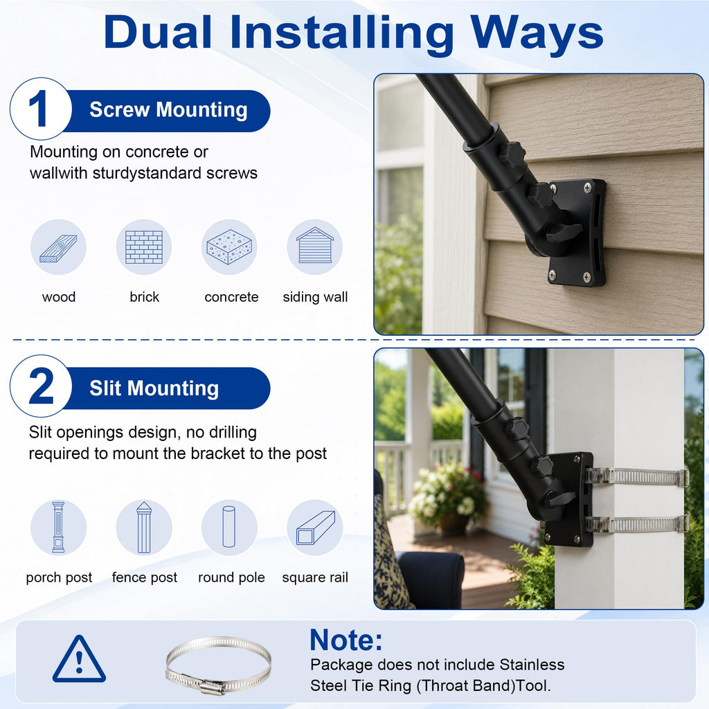 Aluminum Wall and Post Mount Flag Pole Holder O826242