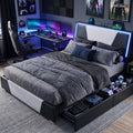 Full Size Bed Frame with Led Lights and 4 Storage Drawers L536