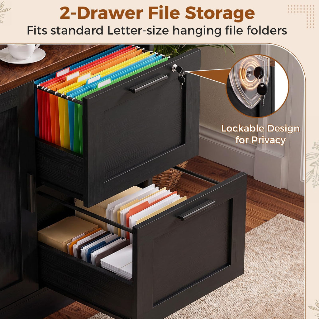 Black Vertical File Cabinet Bookcase with Printer Stand N516504
