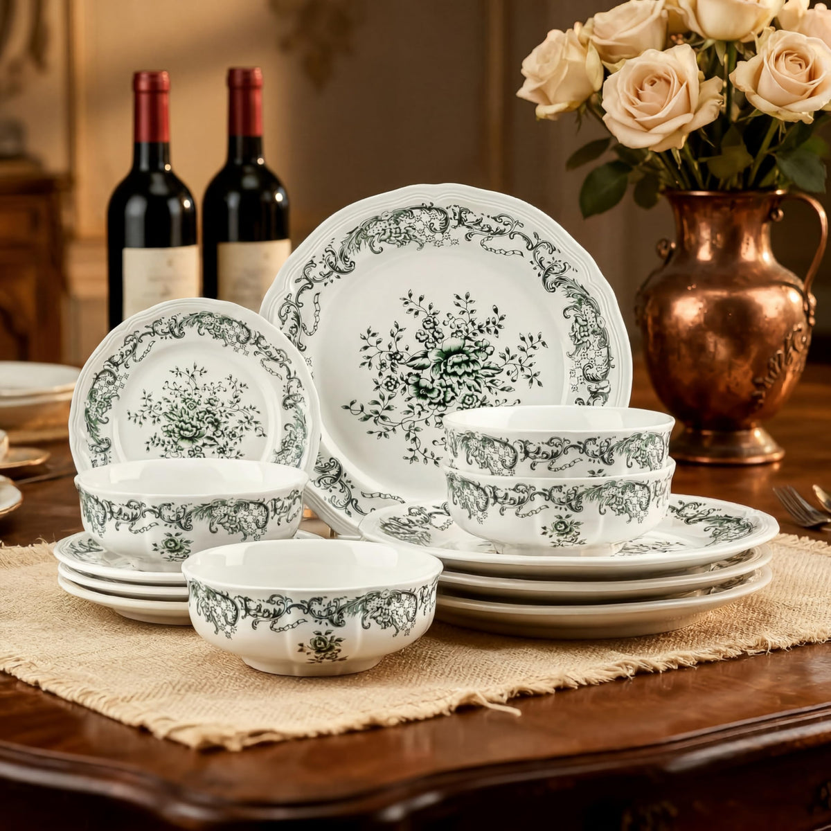 12-Piece Scalloped Edge Ceramic Dinnerware Set R830524