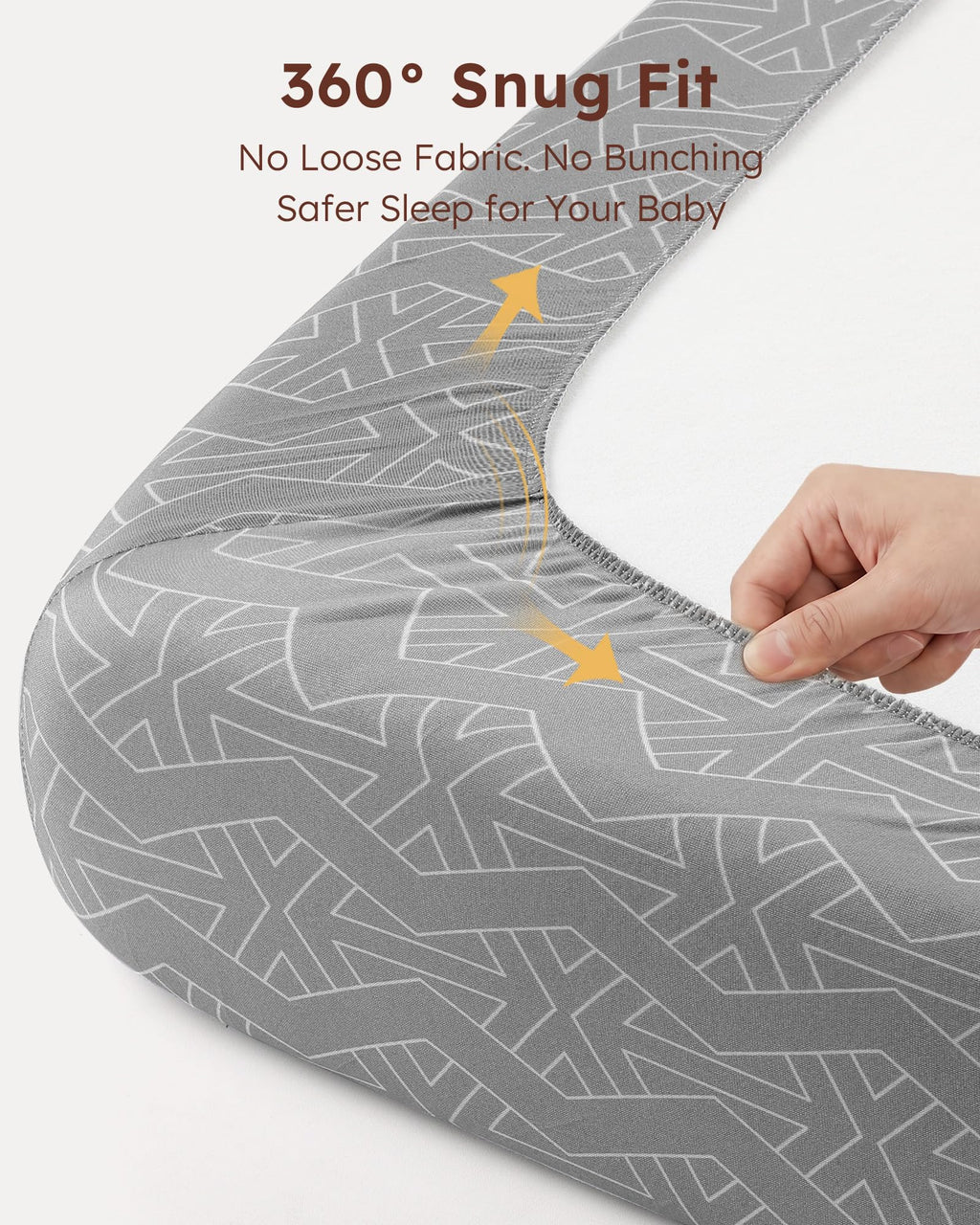 Baby Pack and Play Sheets Fitted 38x26 White Dark Gray S67145