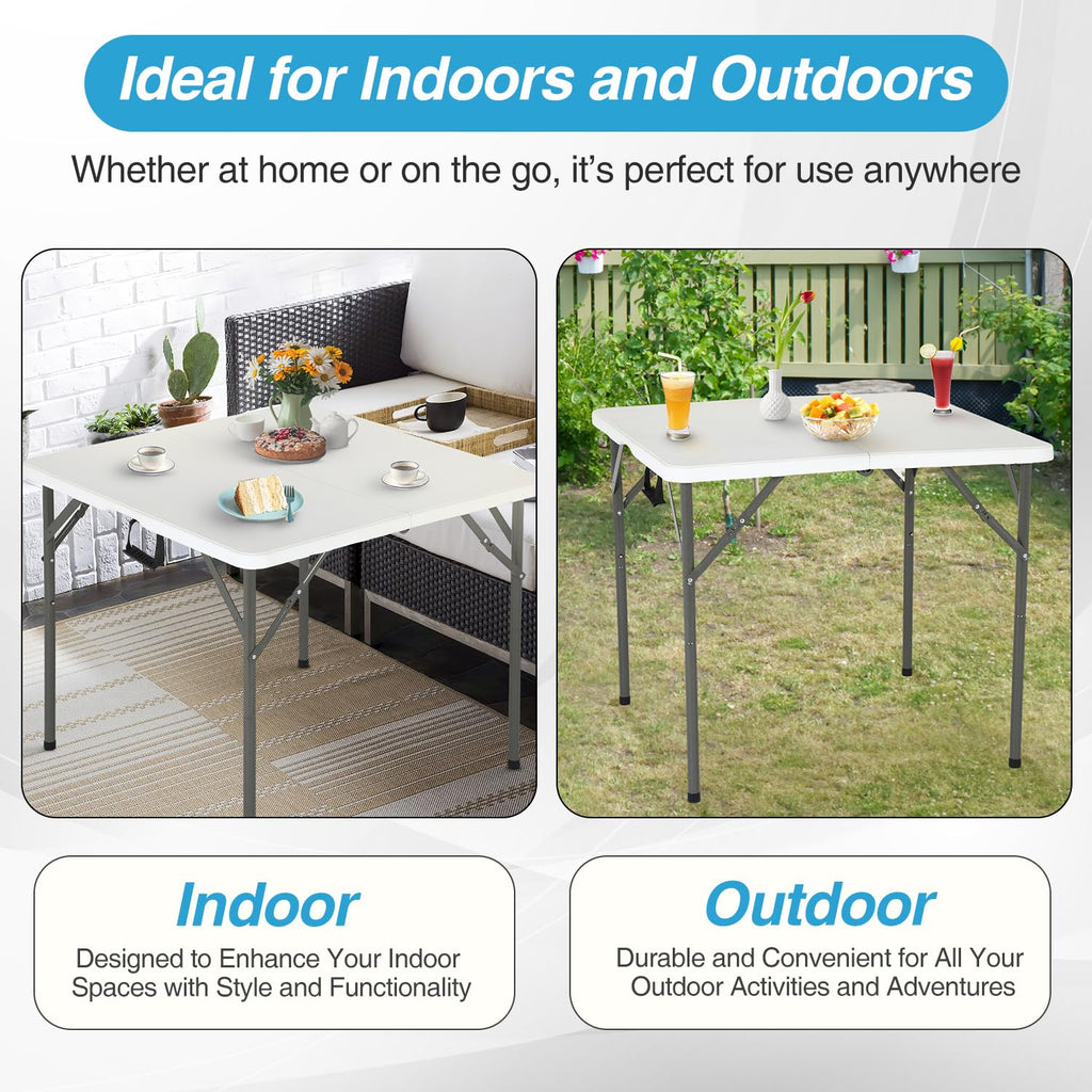 34" White Portable Plastic Folding Table W618