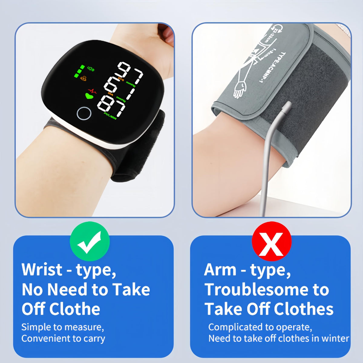 Wrist Blood Pressure Monitor with LCD Display and Voice Guide O229