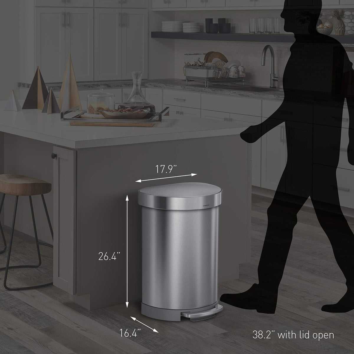 60L Brushed Stainless Steel Step Trash Can N712
