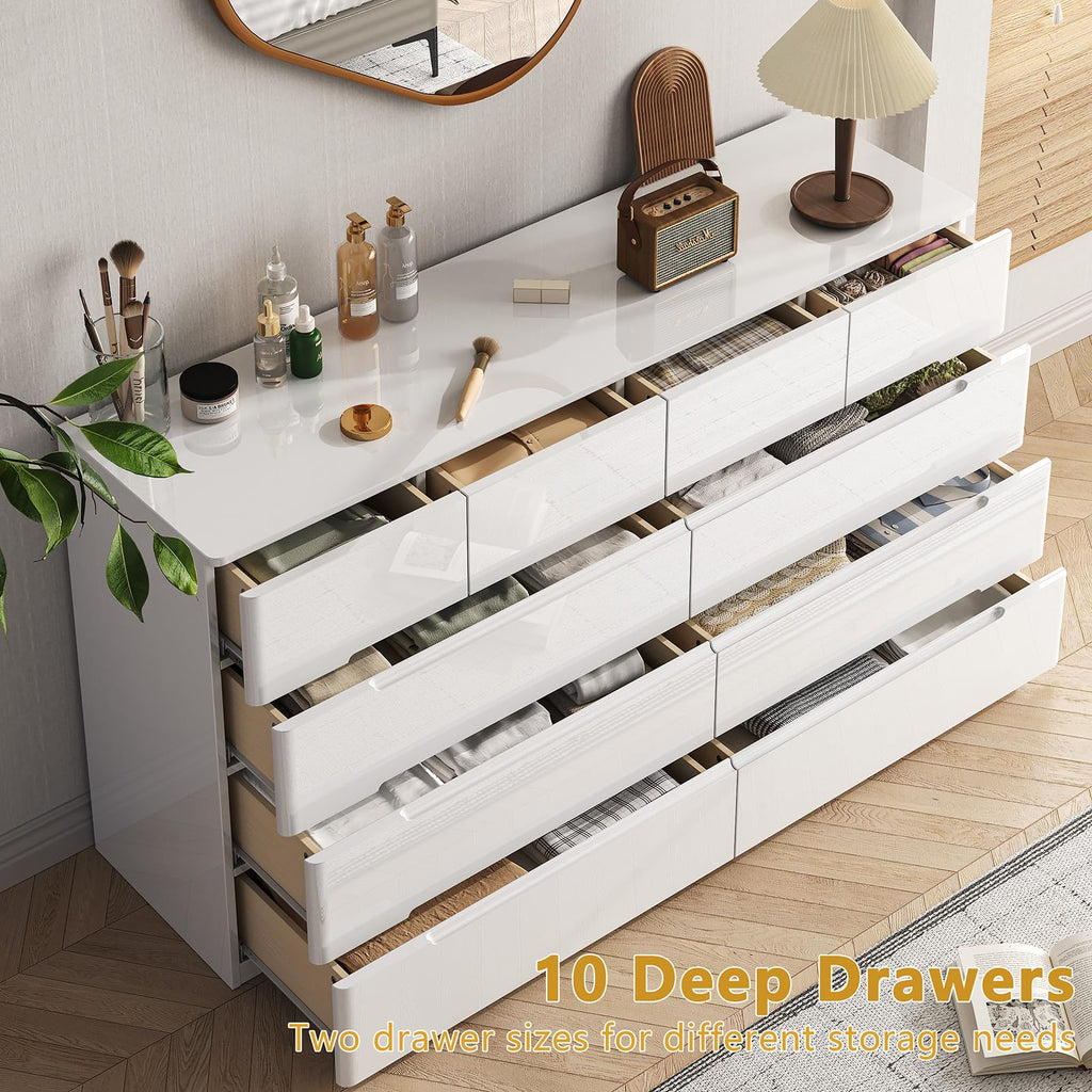 White 10 Drawer Dresser W5237
