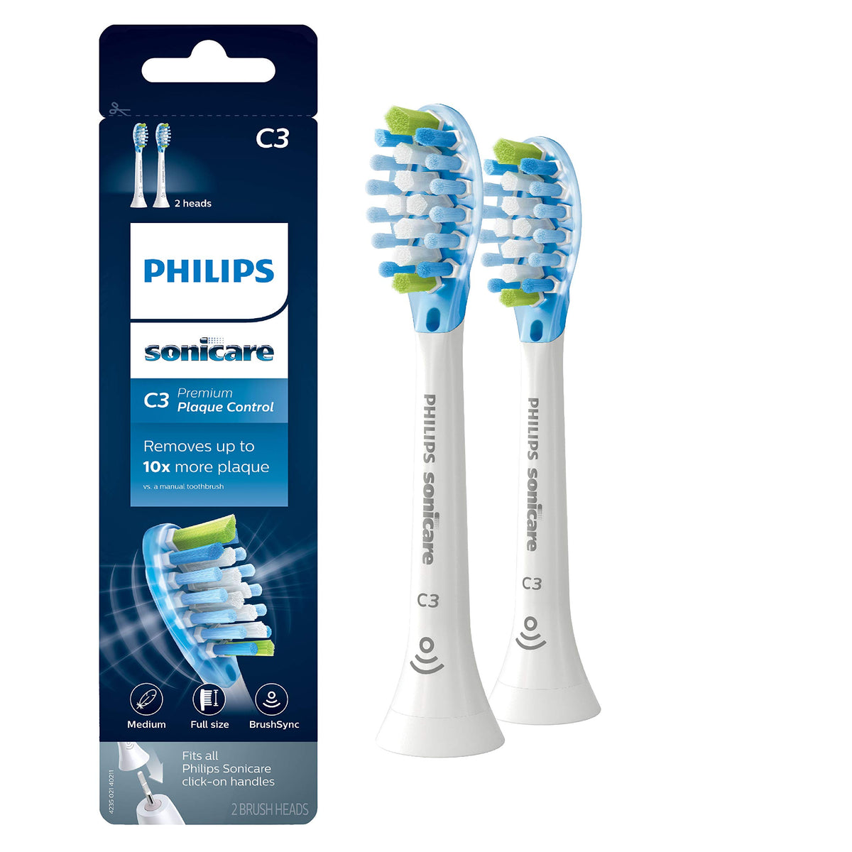 White and Black Replacement Toothbrush Heads, 2 Brush Heads N4786
