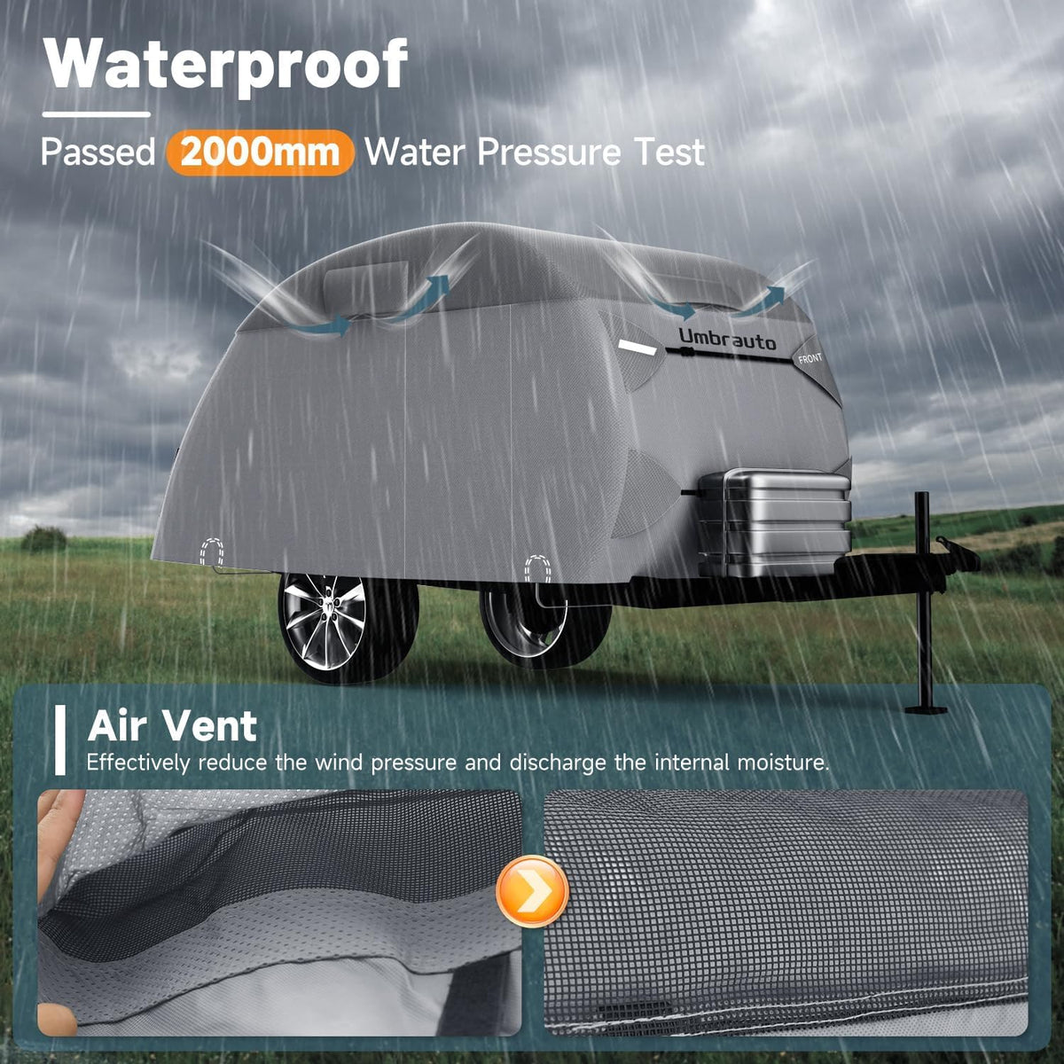 12-15 Camper 7 Layers Waterproof Teardrop Trailer Cover Y231