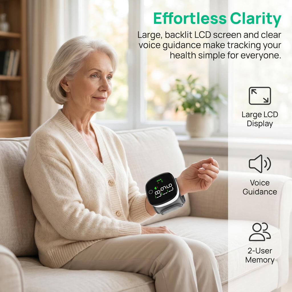 Wrist Blood Pressure Monitor with LCD Display and Voice Guide O229