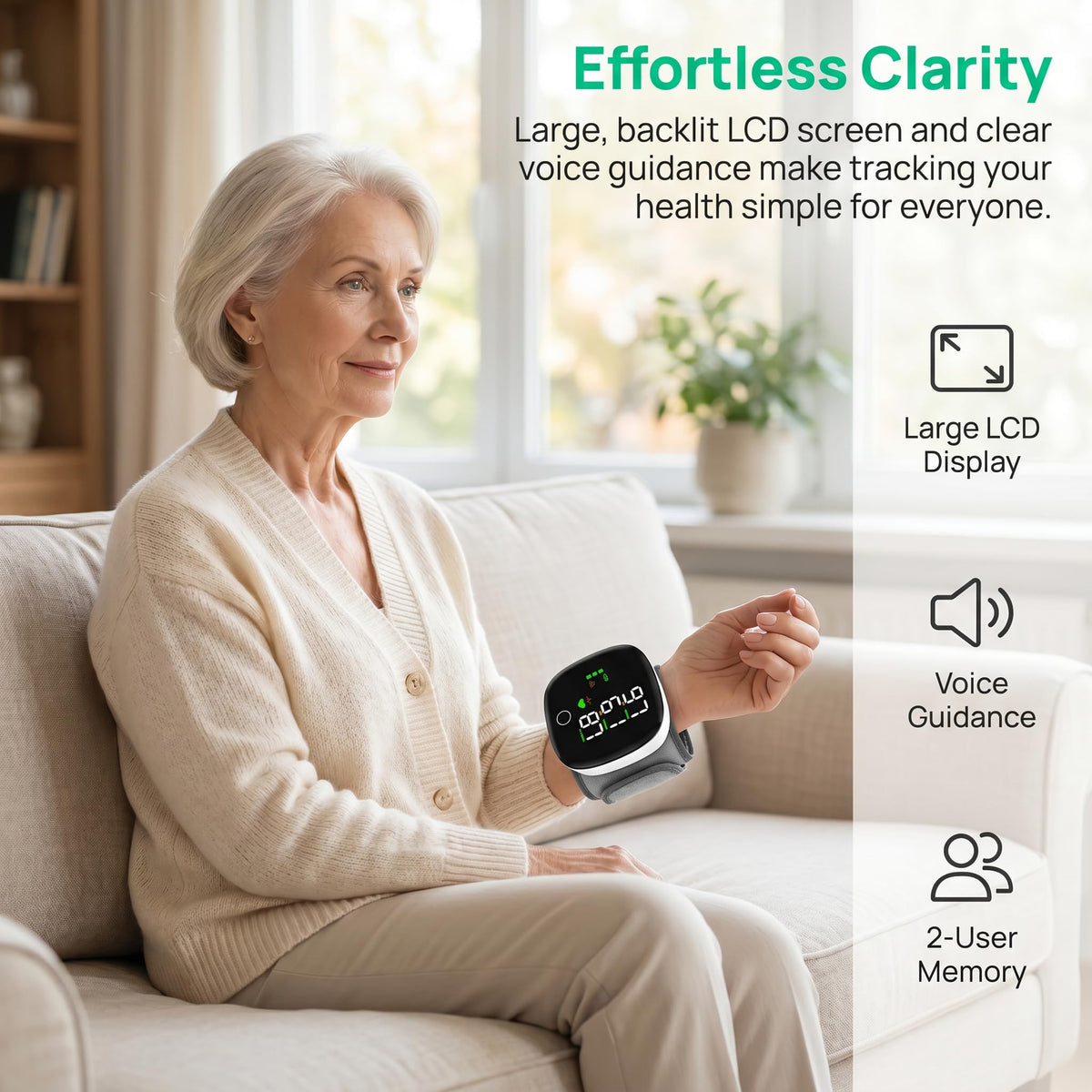 Wrist Blood Pressure Monitor with LCD Display and Voice Guide O229
