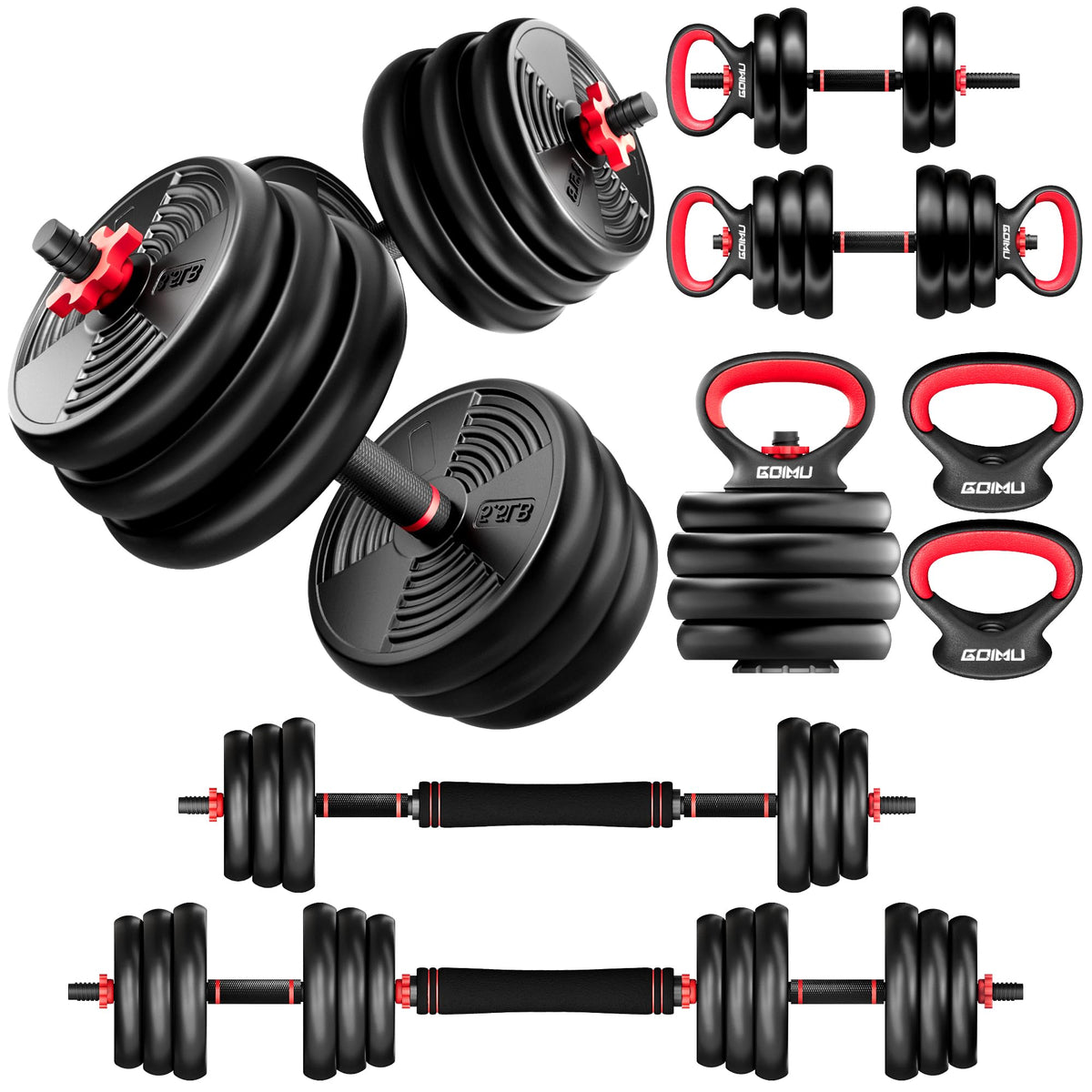 Adjustable Dumbbells Free Weight Set 4 in 1 D549509