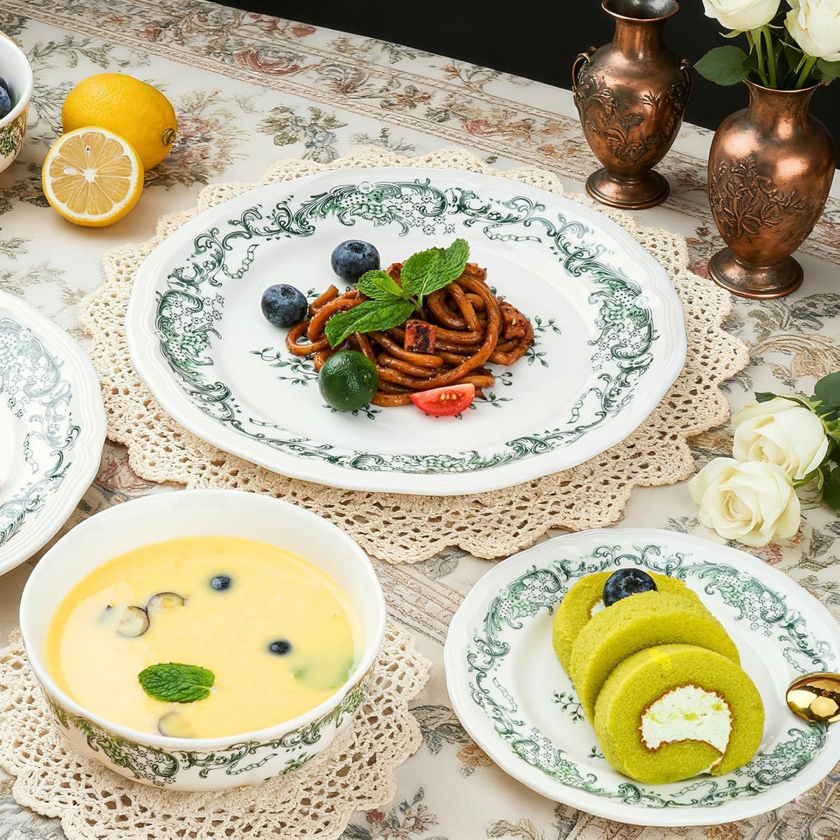 12-Piece Scalloped Edge Ceramic Dinnerware Set R830524