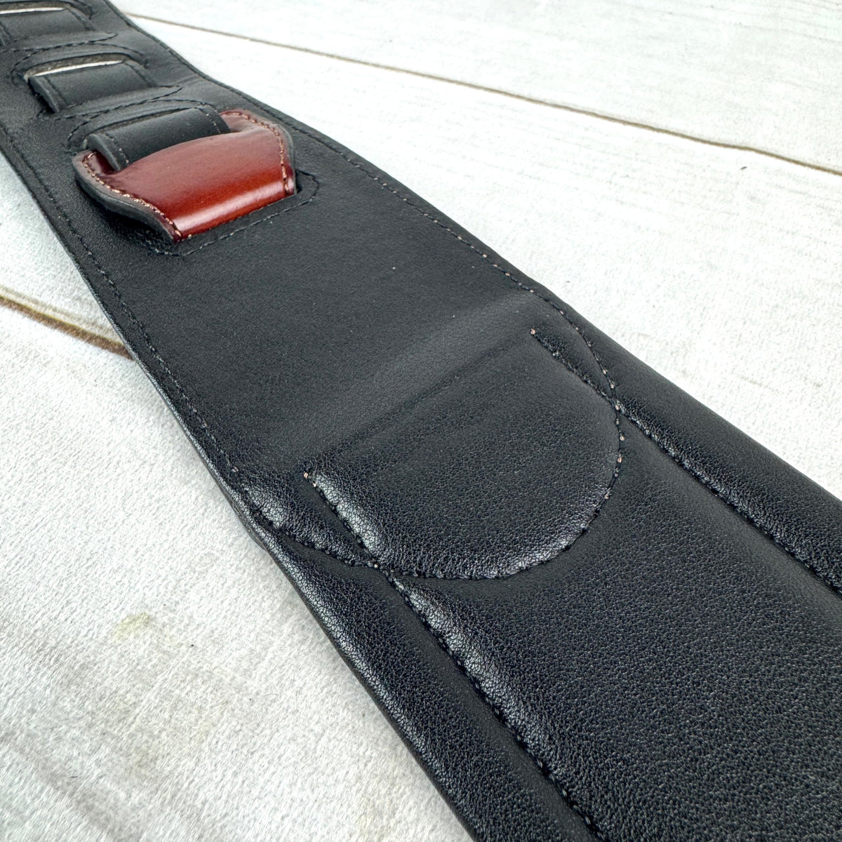 Whiskey Tan and Brown Full Grain Carving Leather Padded Guitar Strap O221