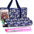 American Mahjong Set with Blue Paisley Carrying Bag 166 White Tiles D127
