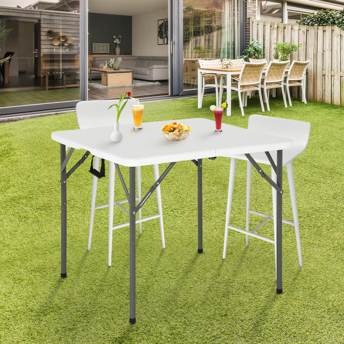 34" White Portable Plastic Folding Table W618