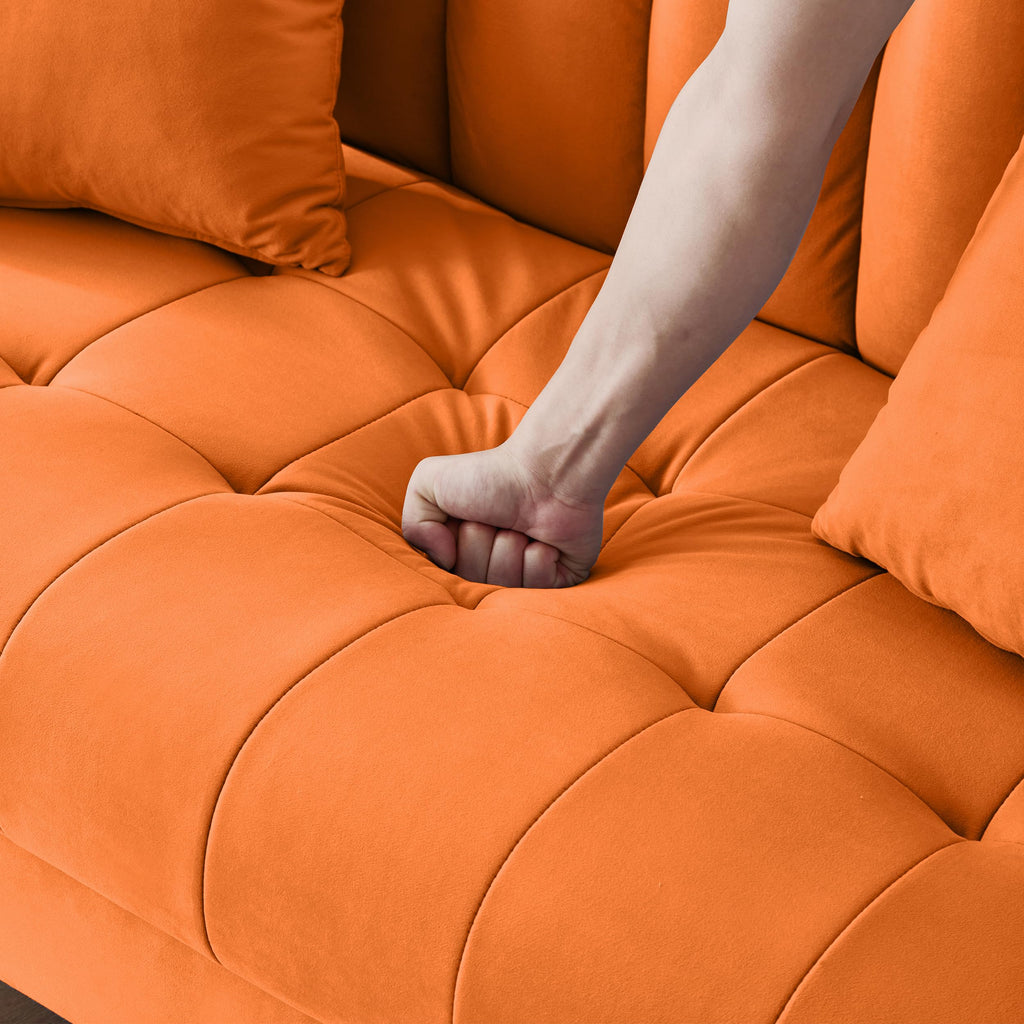 Orange Velvet Tufted Loveseat Sofa N248280